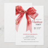 Invitation de Noël Red Bow - Invitation moderne (Devant / Derrière)
