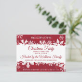 Invitation de Noël Red Rustic Snowflake (Debout devant)