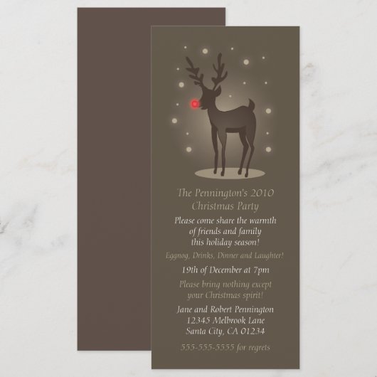 Invitation de Noël Reindeer (Devant / Derrière)