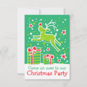 Invitation de Noël rennes vert rouge (Devant)