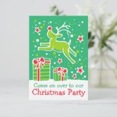 Invitation de Noël rennes vert rouge (Debout devant)