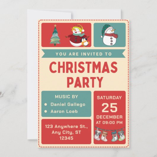 Invitation de Noël rétro (Devant)