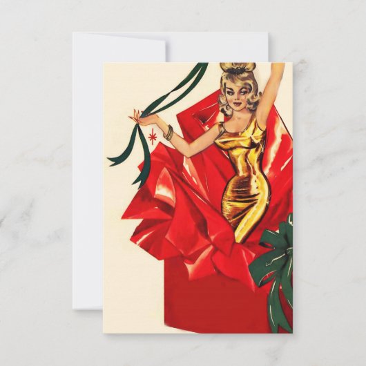 Invitation de Noël rétro des années 60. (Devant)