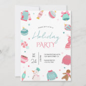 Invitation de Noël rose et sarcelle (Devant)