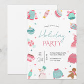Invitation de Noël rose et sarcelle (Devant / Derrière)
