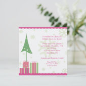 Invitation de Noël rose et vert (Debout devant)