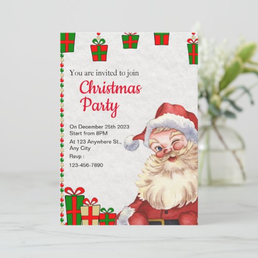 invitation de Noël rouge et blanc (Debout devant)