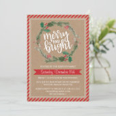 Invitation de Noël Rustic Kraft Wreath (Debout devant)