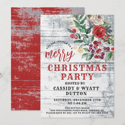 Invitation de Noël rustique (Devant / Derrière)