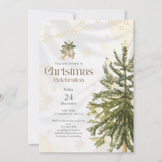 Invitation de Noël rustique et élégant (Devant)