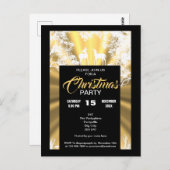 Invitation de Noël rustique noir et or (Devant / Derrière)