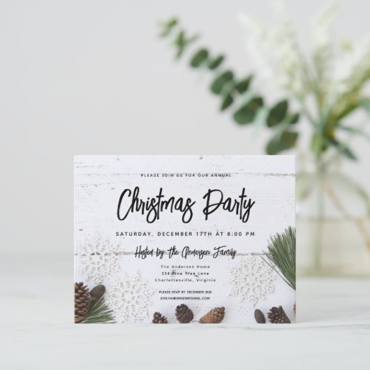 Invitation de Noël Rustique White Wood (Debout devant)