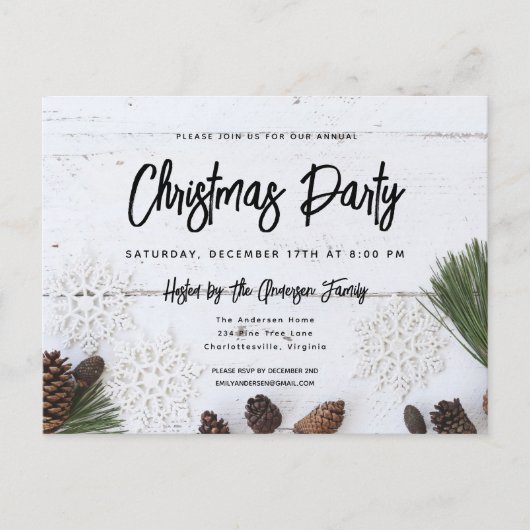 Invitation de Noël Rustique White Wood (Devant)