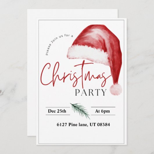 Invitation de Noël Santa Hat (Devant / Derrière)