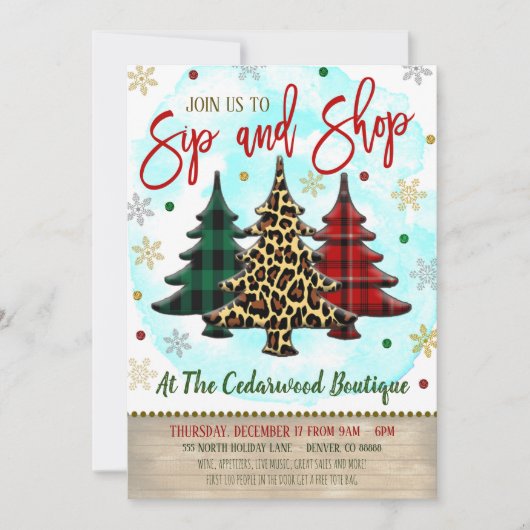 Invitation de Noël Shopping (Devant)