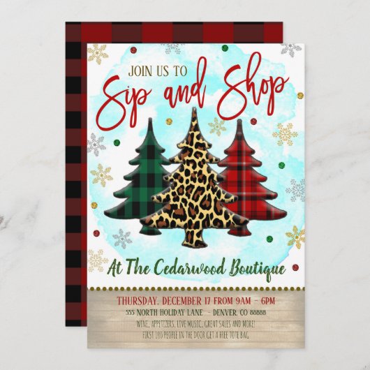 Invitation de Noël Shopping (Devant / Derrière)