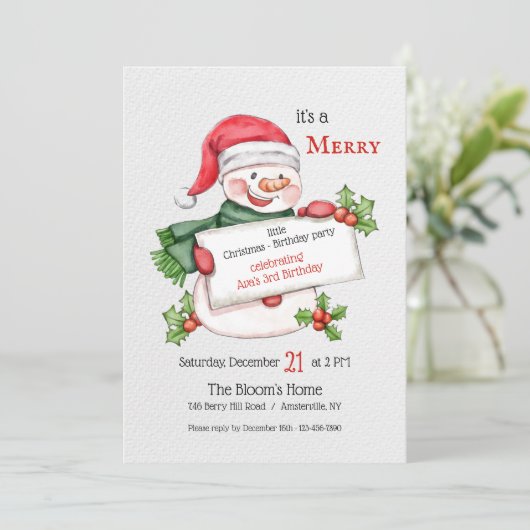 Invitation de Noël Snowman (Debout devant)