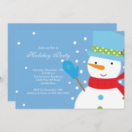 Invitation de Noël SNOWMAN CUL (Devant / Derrière)