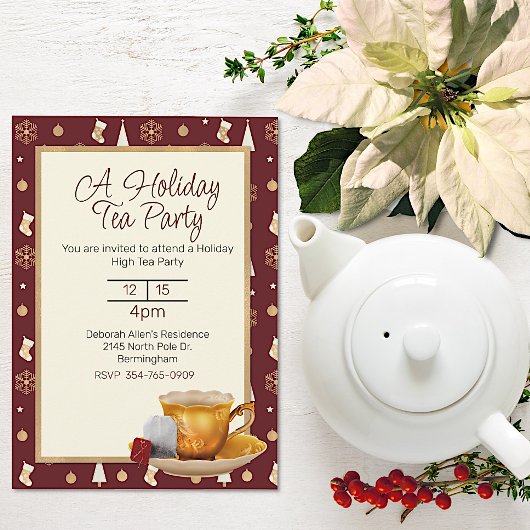 Invitation de Noël Tea Party