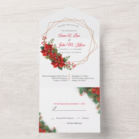 Invitation de Noël tout en un mariage (À l'intérieur)