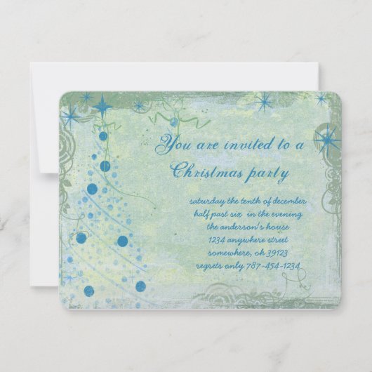 Invitation de Noël Tree Blues Grunge Party (Devant)