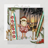 Invitation de Noël Tropical Père Noël (Devant / Derrière)