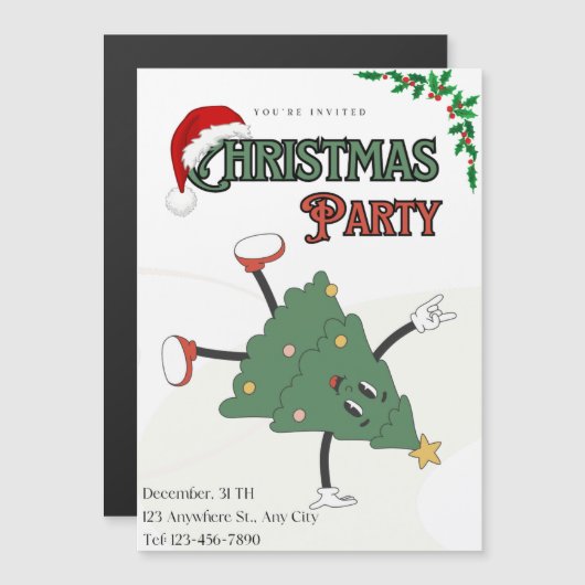 Invitation de Noël Vert moderne Noël (Devant / Derrière)