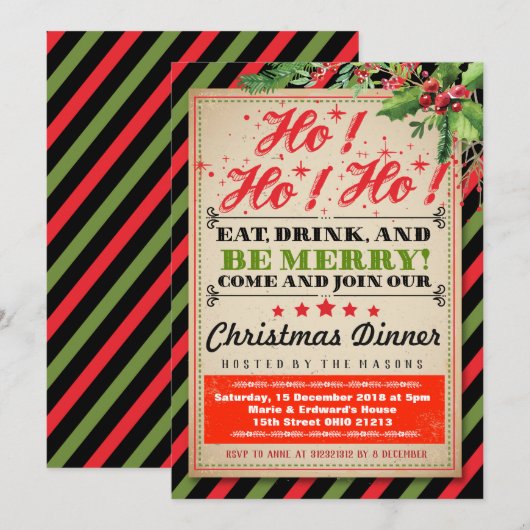 Invitation de Noël Vintage (Devant / Derrière)