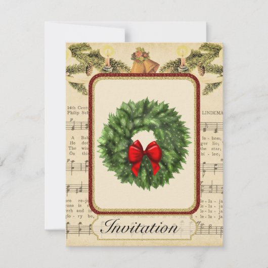 Invitation de Noël Vintage avec Noël (Devant)