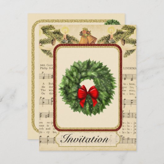 Invitation de Noël Vintage avec Noël (Devant / Derrière)