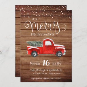 Invitation de Noël vintage Camion Rouge