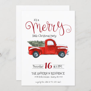 Invitation de Noël vintage Camion Rouge