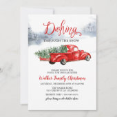 Invitation de Noël vintage Red Truck Tree (Devant)