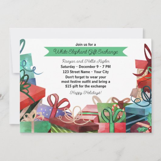 Invitation de Noël White Elephant Party (Devant)