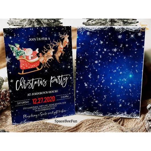 Invitation de Noël Winter Père Noël Reindeer