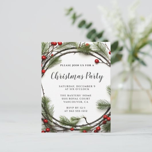 Invitation de Noël Wreath Fête (Debout devant)