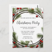 Invitation de Noël Wreath Fête (Devant / Derrière)