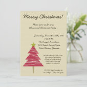 Invitation de Noël XMAS Tree Tan & Red 5x7 (Debout devant)