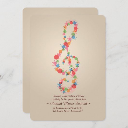 Invitation de note de musique (Devant / Derrière)