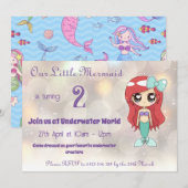 Invitation de notre petite Sirène - Personnalisabl (Devant / Derrière)