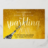 Invitation de Nouvel An Glam Champagne Pétillant O (Recto)
