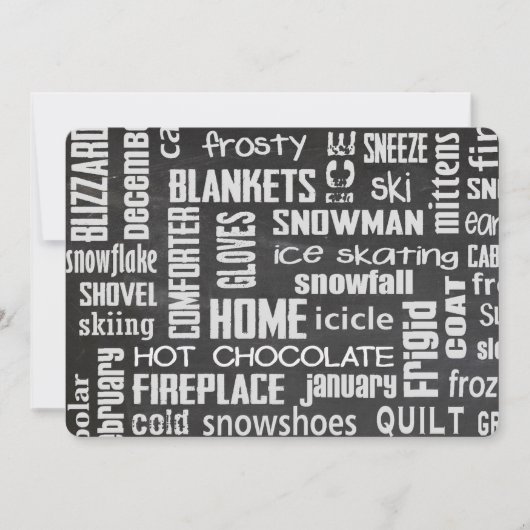 Invitation de nuage de mot de fête d'hiver (Devant)