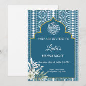 Invitation de nuit au henné bleu personnalisé (Devant / Derrière)