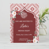 Invitation de nuit au henné rouge personnalisée (Debout devant)