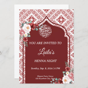 Invitation de nuit au henné rouge personnalisée