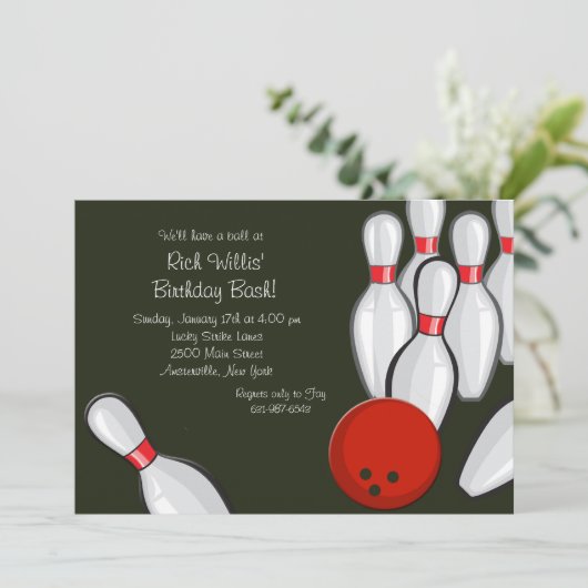 Invitation de nuit de bowling (Debout devant)