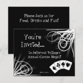 Invitation de nuit de Casino noir et blanc (Devant / Derrière)