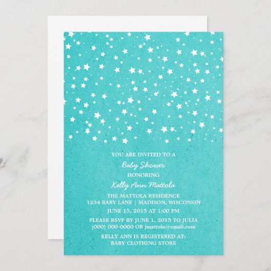 Invitation de nuit étoilé Turquoise (Devant / Derrière)
