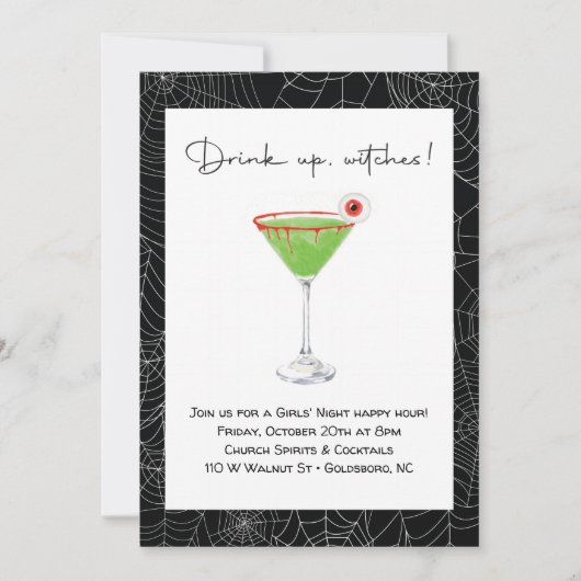 Invitation de nuit pour les filles d'Halloween (Devant)