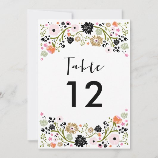 Invitation de numéro de table de mariage Pretty Bo (Devant)